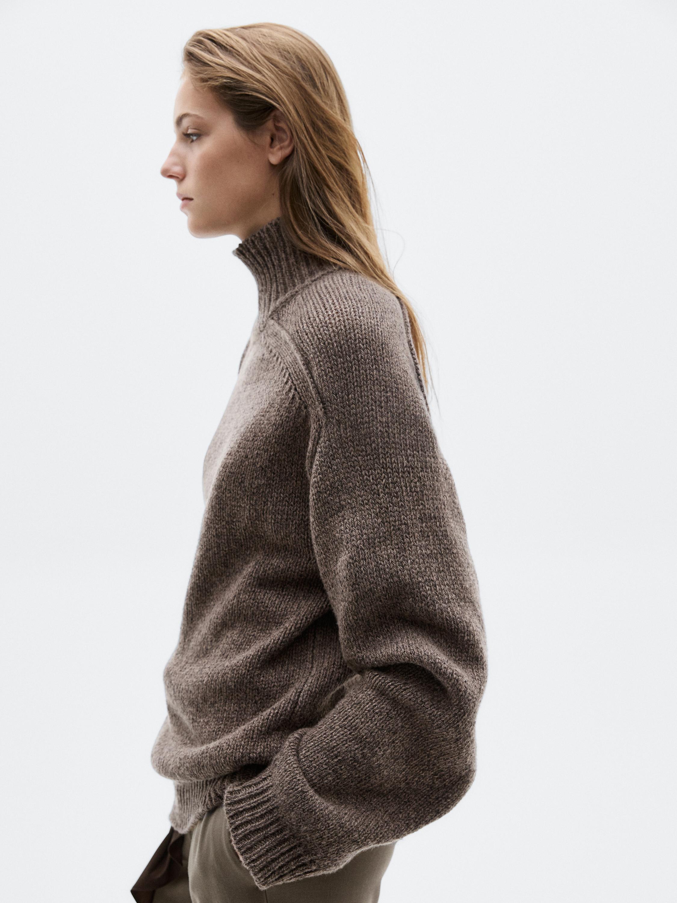 Knit high neck melange sweater - LIMITED